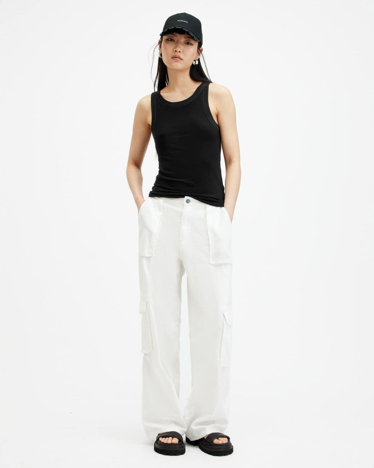 Rina Crew Neck Sleeveless Tank Top Black
