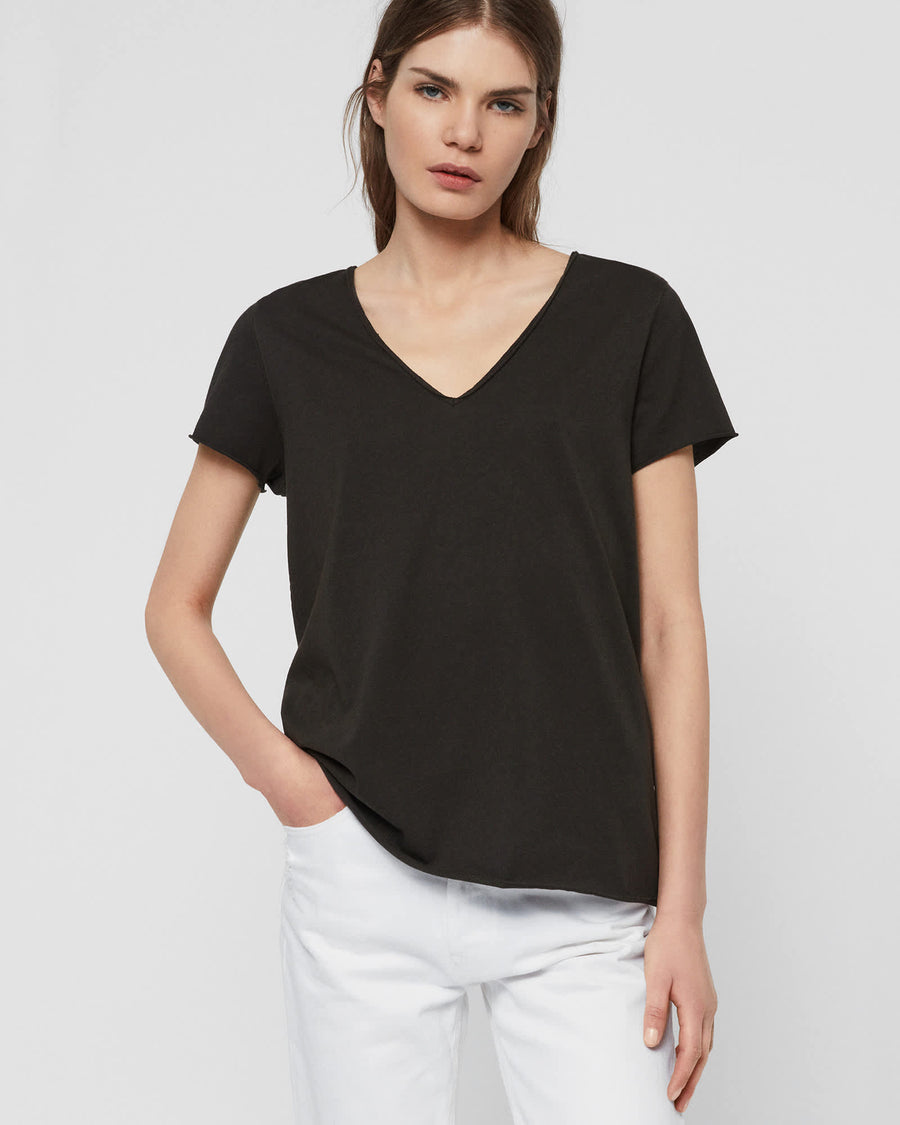 Emelyn V-Neck Tonic T-Shirt Washed Black