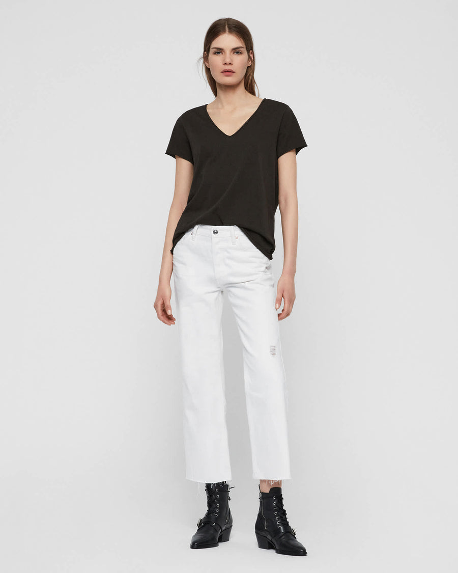 Emelyn V-Neck Tonic T-Shirt Washed Black
