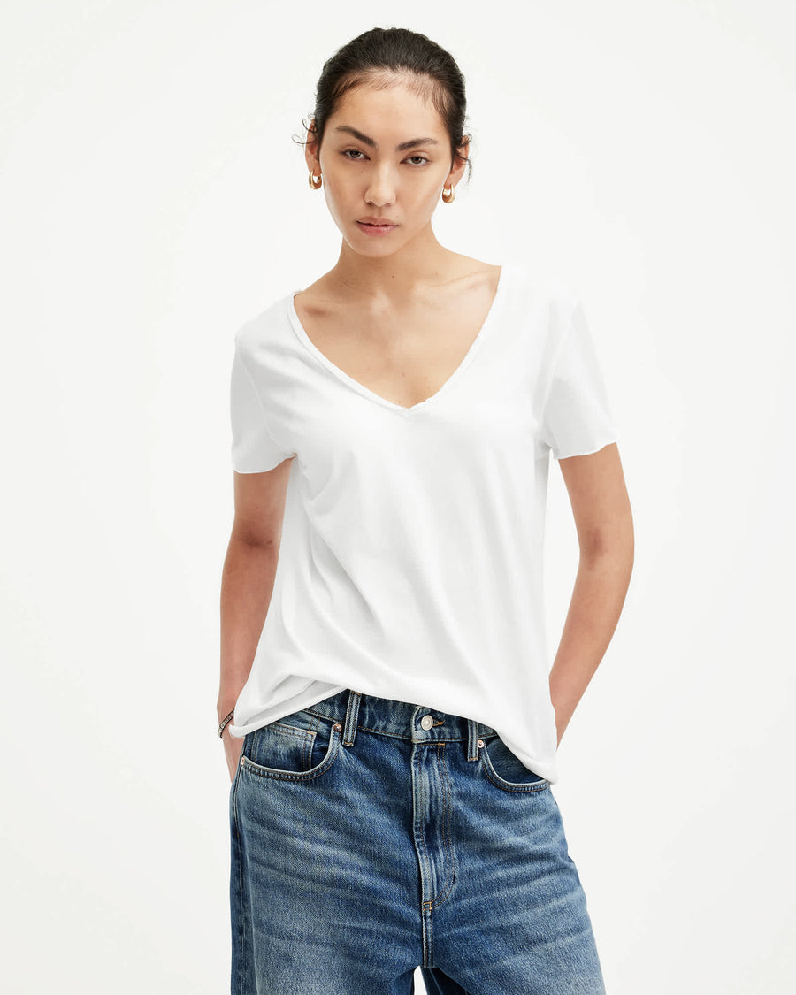 Emelyn V-Neck Tonic T-Shirt Chalk White