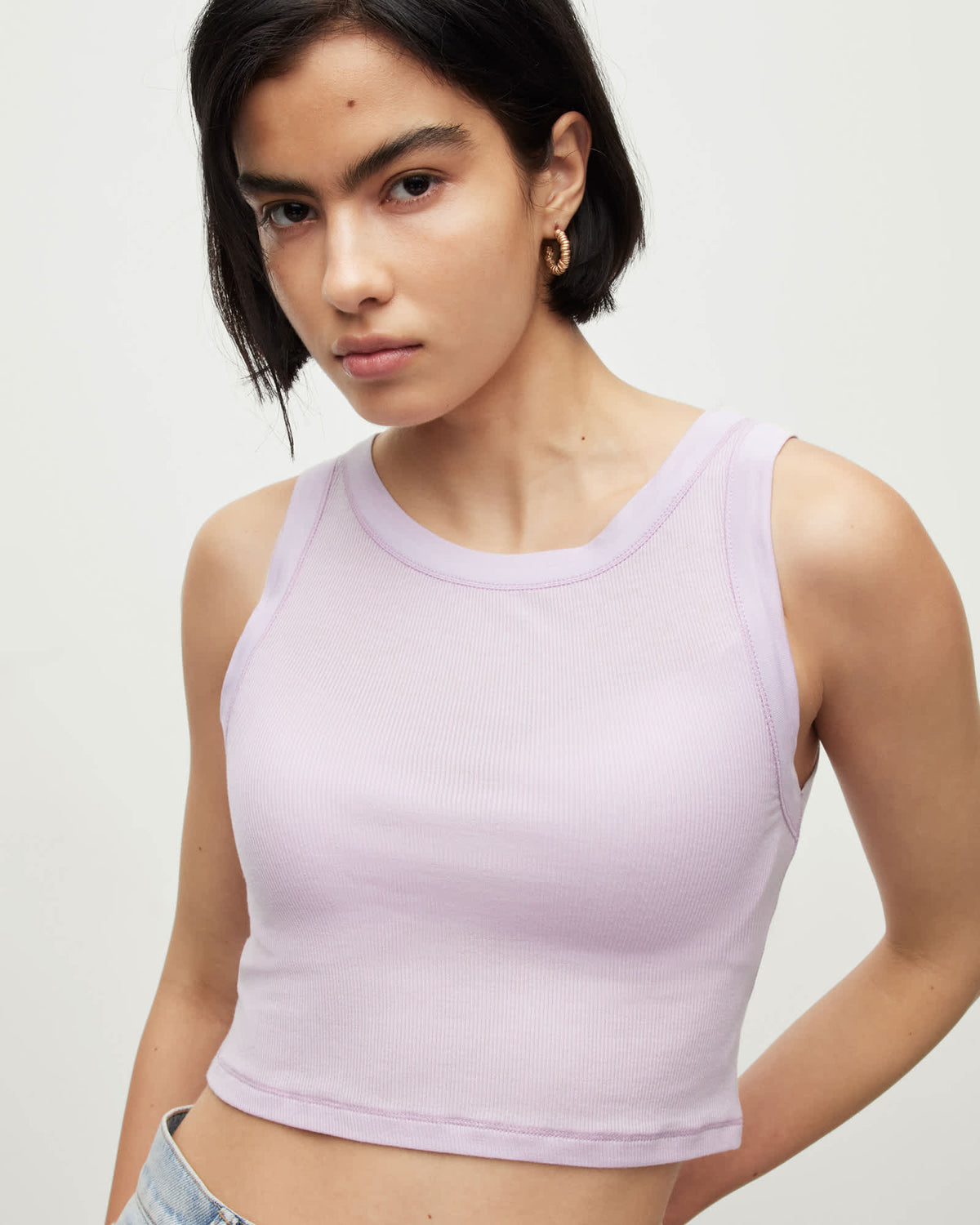 Rina Sleeveless Cropped Tank Top Lavender