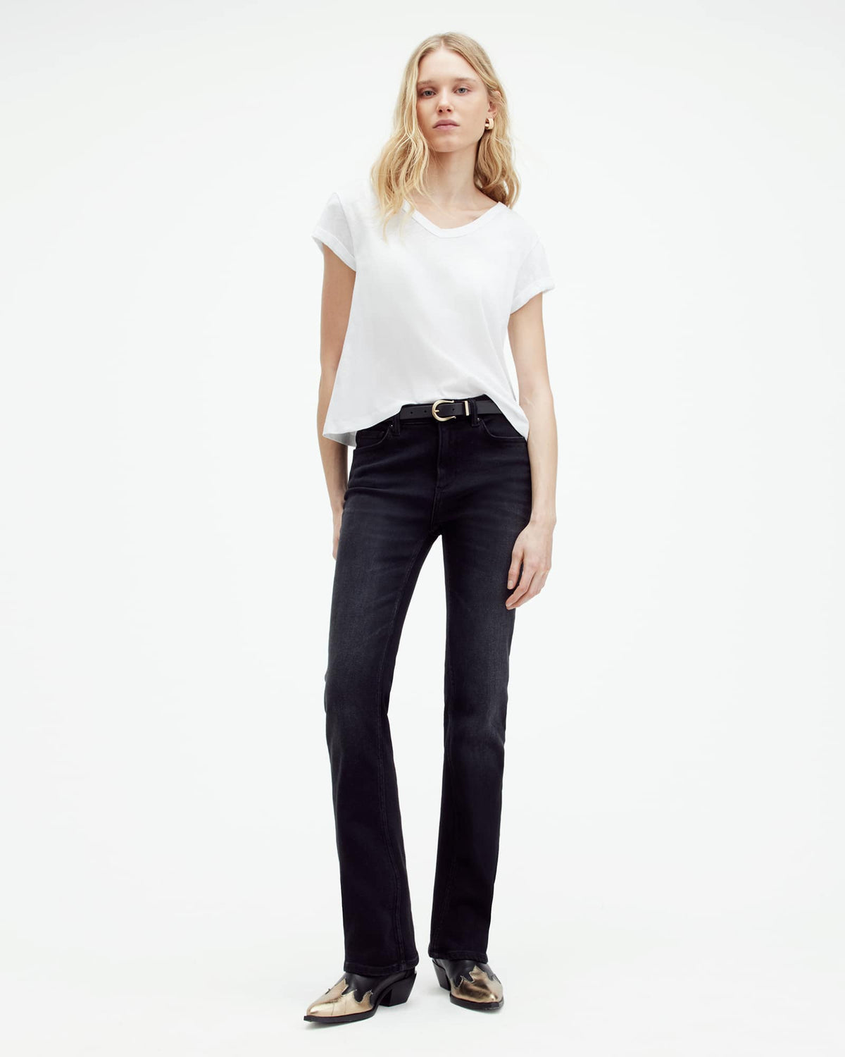 Anna V-Neck Short Sleeve T-Shirt White
