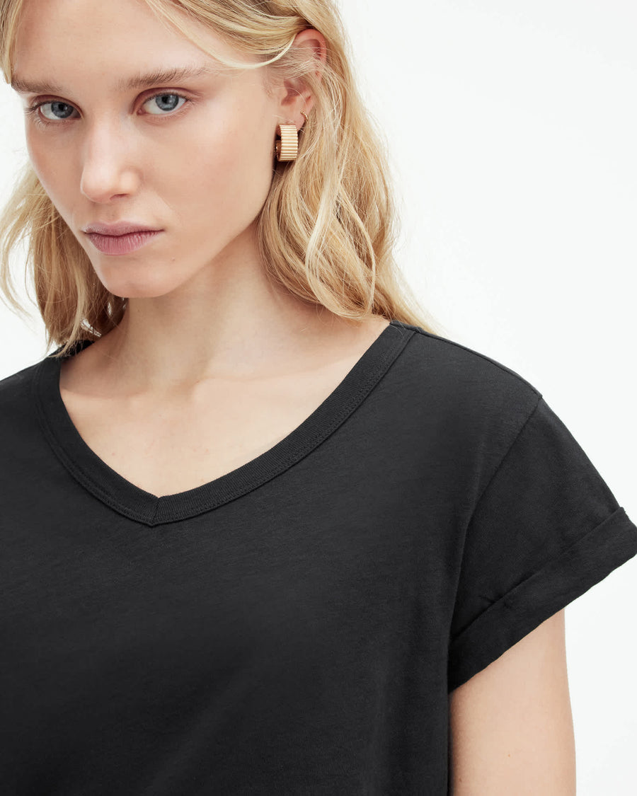 Anna V-Neck Short Sleeve T-Shirt Black