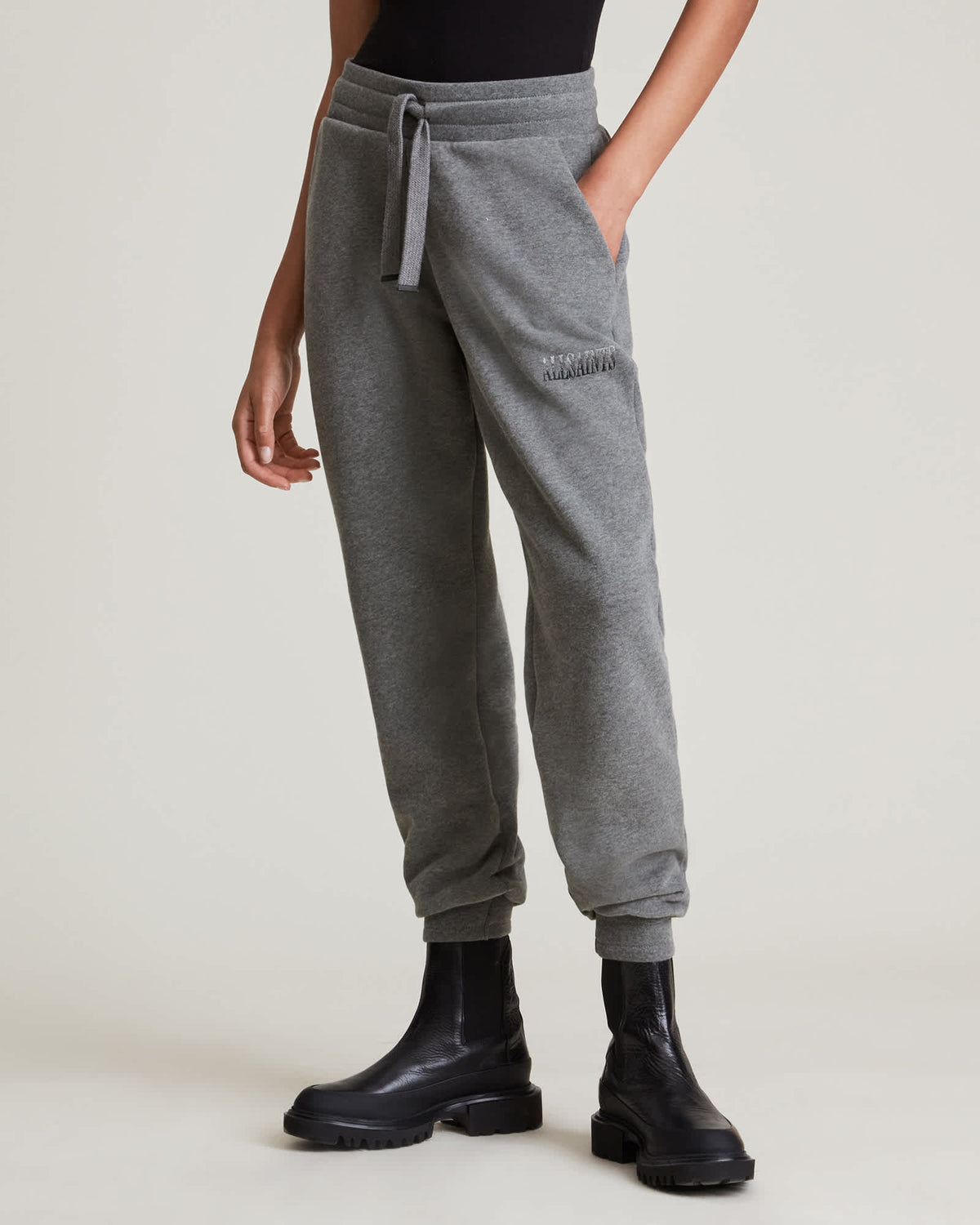 Lucia Metallic Cuffed Sweatpants Charcoal Marl