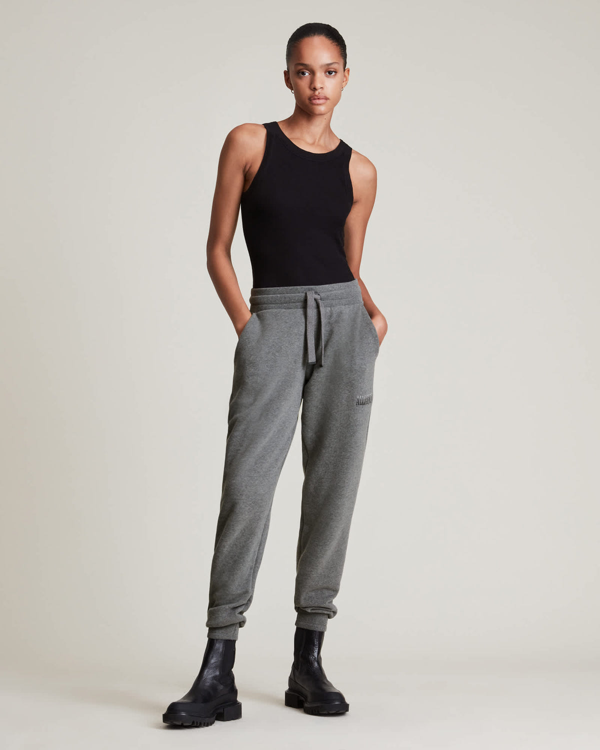 Lucia Metallic Cuffed Sweatpants Charcoal Marl