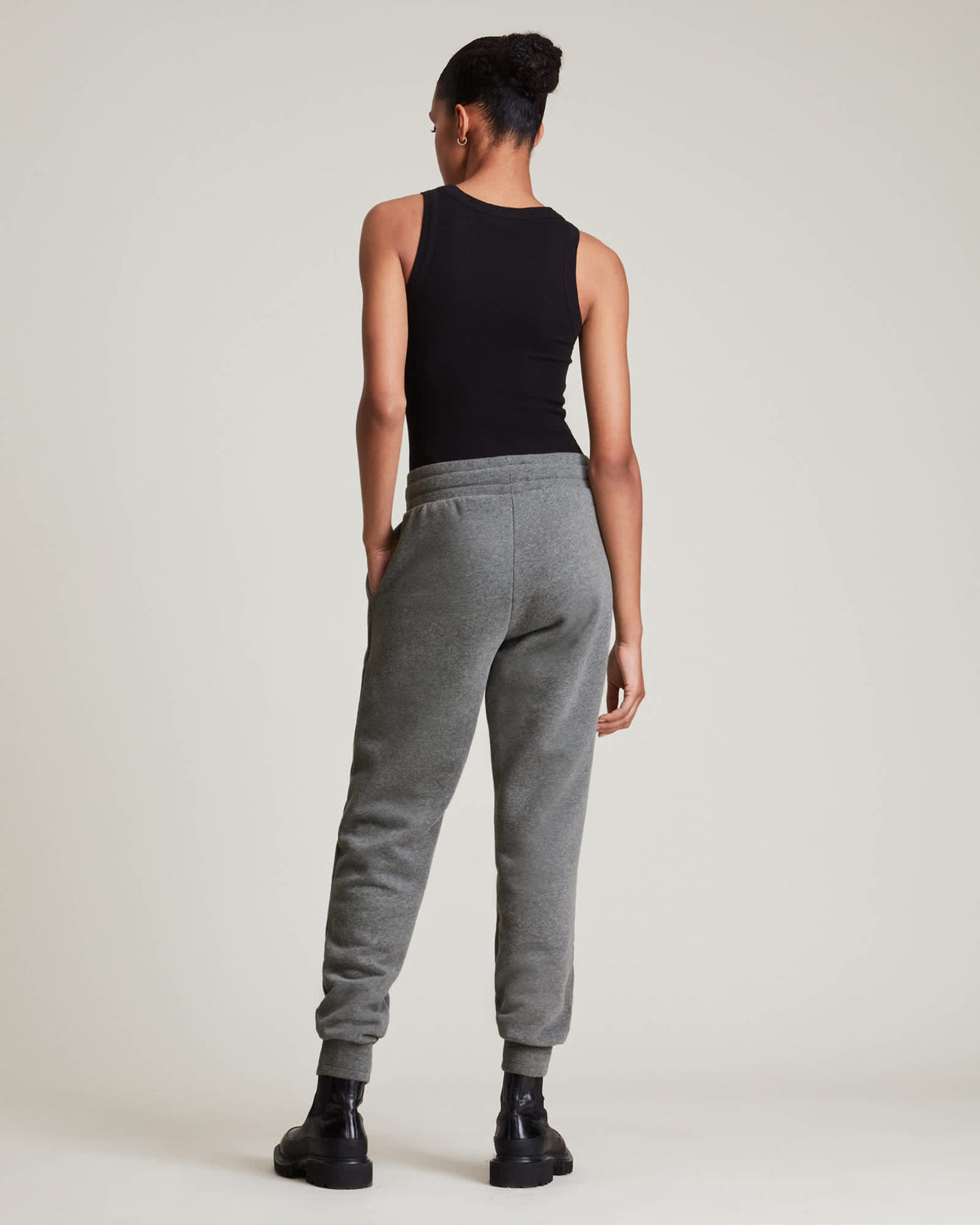 Lucia Metallic Cuffed Sweatpants Charcoal Marl