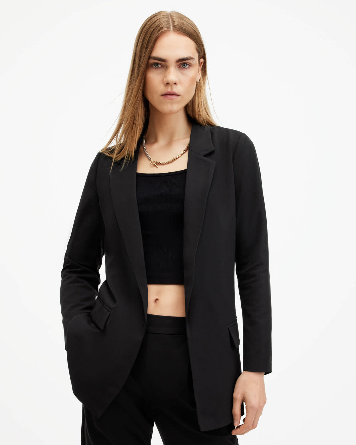 Aleida Lightweight Tri Blazer Black