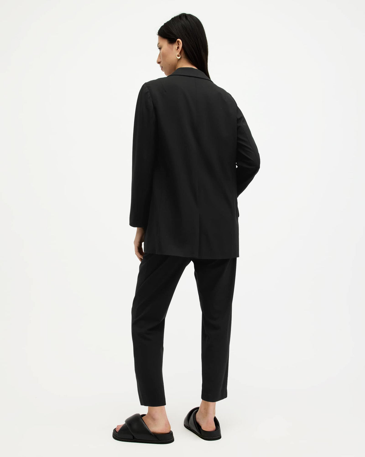 Aleida Mid-Rise Tapered Jersey Trousers Black